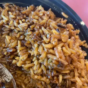 Fried rice as a side is rice, oil and soy sauce. No onion or egg.