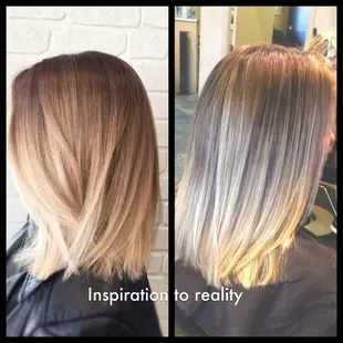 Hair by Ash Mello, inspiration on the left reality on the right