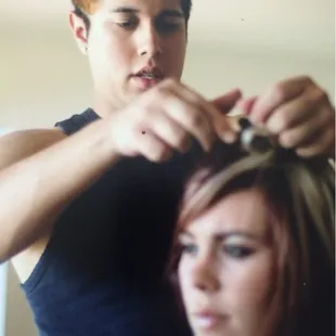Oldie but goodie! Eriq doing Ash&apos;s hair for her wedding 2006