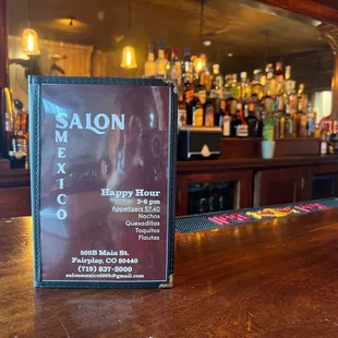 Full Bar and bar menu - just opening, so give them a minute to fully staff it