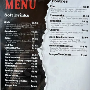 Dinner menu