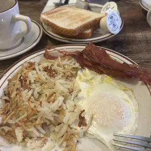 egg, bacon, Hash Browns