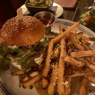 Wagyu burger + upgraded truffle fries