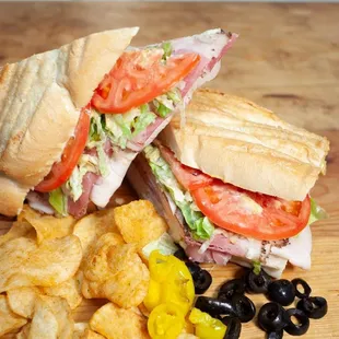 a sandwich and chips