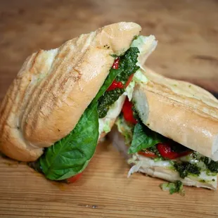 a sandwich cut in half