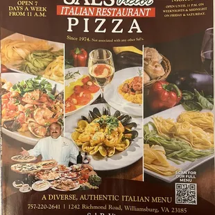 a menu for a restaurant