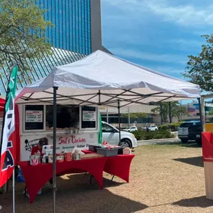 a food stand in a city park