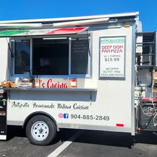 a food truck in a parking lot