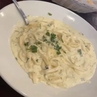 Authentic tasting fettuccine Alfredo! With some warm fresh bread , Yumm
