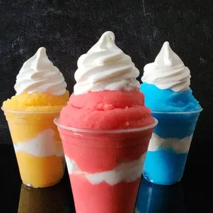 Italian Ice layered with a creamy soft serve makes the perfect Gelati.