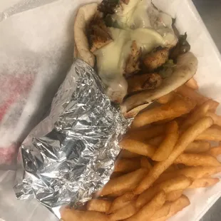 a sandwich and french fries