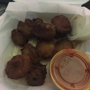 Obviously burnt fried pickles