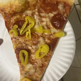 Pepperoni and banana peppers
