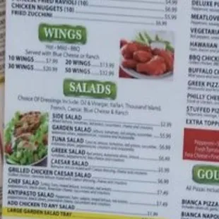 The menu that literally had a picture of chicken wings that are the same price as what I paid, chicken fingers are totally separate