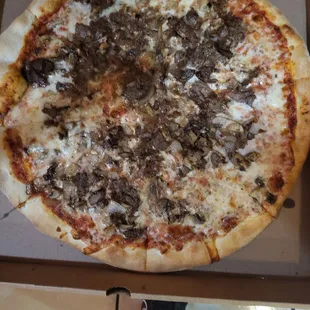 Philly Cheesesteak pizza
