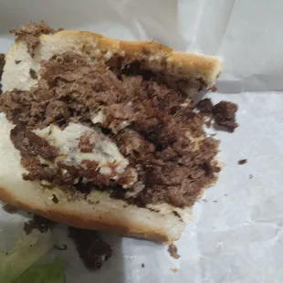 The cheese you see is what the whole half of it had in it. Burnt to hell and awful