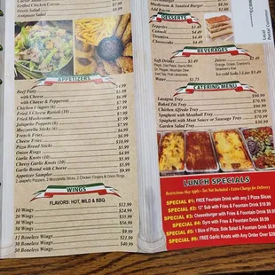 Sal&apos;s Pizza Menu
