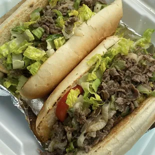 Cheese steak with onions and peppers