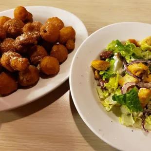 Battered fried mushrooms and side salad.