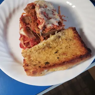 One quarter of Eggplant Parmigian.