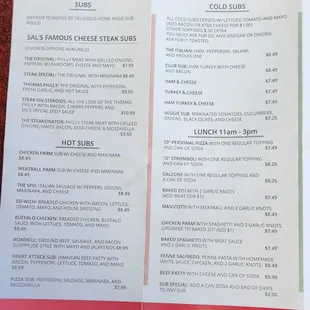 menu
