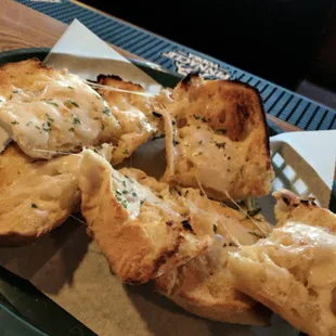 Try our yummy cheesy garlic bread!
