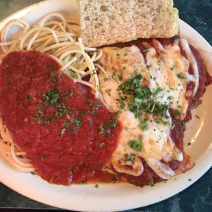 Eggplant Parmigiana dinner