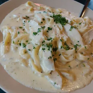 Chicken Alfredo... You really won't regret this! Make sure to come hungry!!