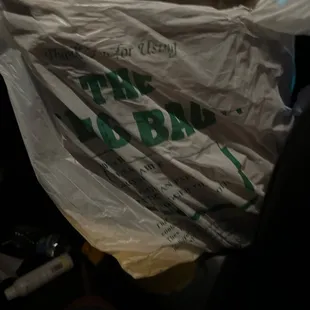 a plastic bag of food