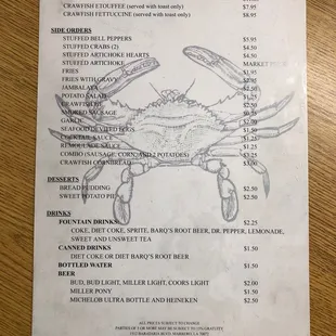 Menu rear 4/18/2019