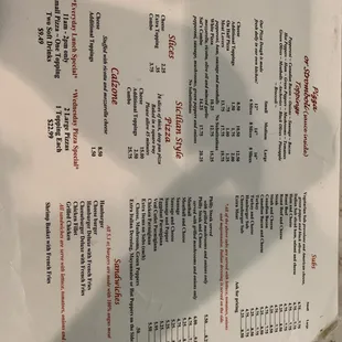 The menu which is nowhere online