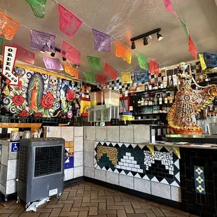 the inside of a mexican restaurant