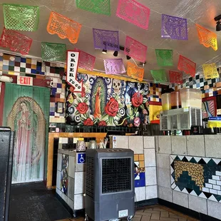 the interior of a mexican restaurant