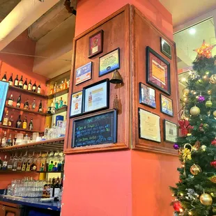 Recognition awards near bar