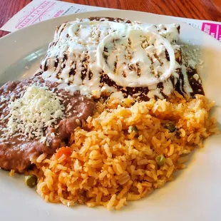 Enchilada with mole sauce
