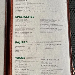 menu