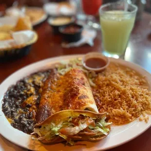 Beef Burrito with fresh black and rice!