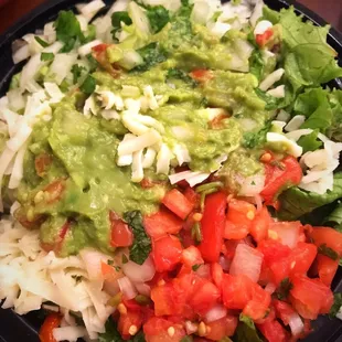 Build Your Own Bowl with chicken, pico, guac and cheese - really good and so much food!