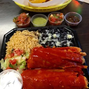 Chicken Tamale plate (enchilada style)  Mmmm!