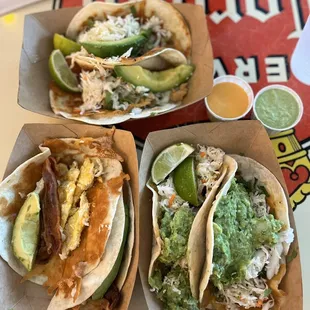 Breakfast Taco, Capitan with pastor and chicken!