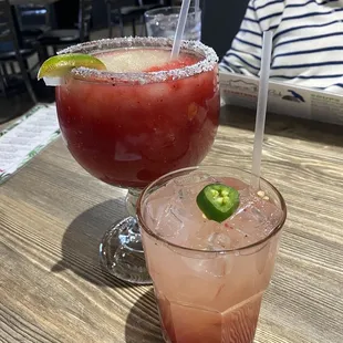 Strawberry Lime Margarita and Spicy Jalapeño Strawberry Margarita