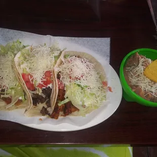 3 flour taco dinner( shedded chicken, ground beef, steak .