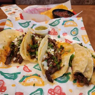 Their steak tacos (double wrapped!!)