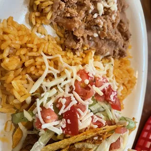 2 taco combo with rice and beans.