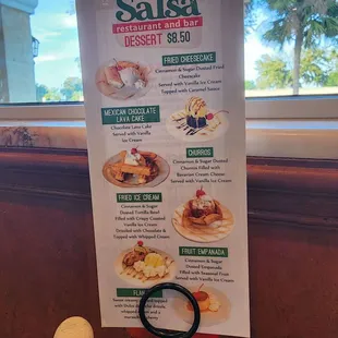 Dessert menu