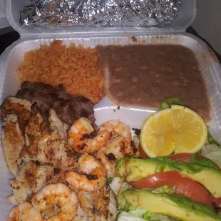 Cielo,Mar, Tierra plate!!!! So good!!!! Chicken was really tender and everything was great!! Highly recommended!!