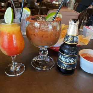 Mango and strawberry margarita  Michelada