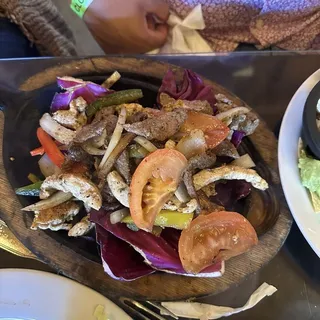 Chicken, Steak, and Portobello Mushrooms Fajitas