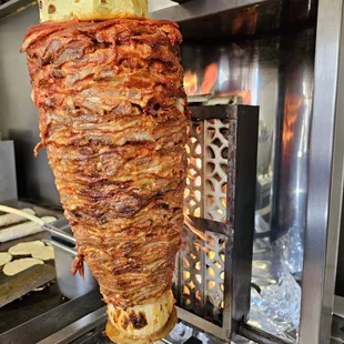 a large skewer of meat