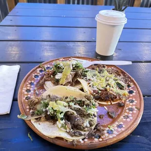 Birria, Carnitas and Carne Asada taco.